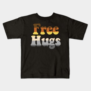 Retro Bear Pride "Free Hugs"  Dark Kids T-Shirt